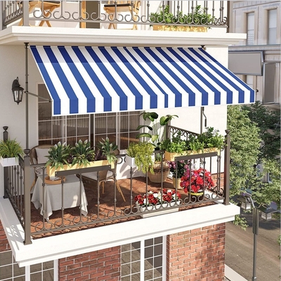 300 cm di larghezza di balcone Tollo Poliestere Materiale vela Manuale manovella protezione solare Senza foratura