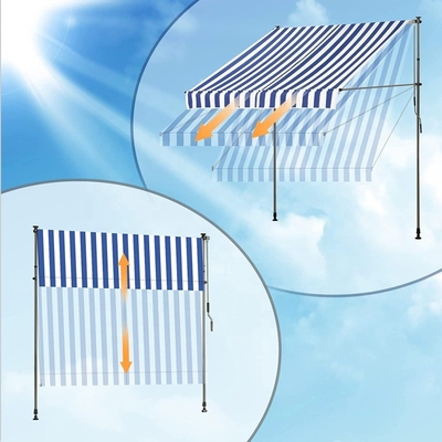 300 cm di larghezza di balcone Tollo Poliestere Materiale vela Manuale manovella protezione solare Senza foratura