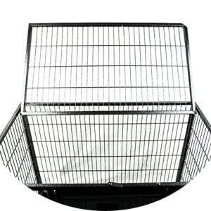 Cani di grandi dimensioni Cane e cassa in metallo pesante con quattro ruote in nero massiccio