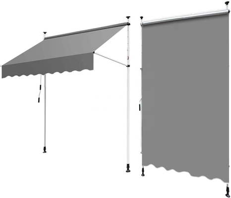 Avvolgimento manuale per balcone in tessuto di poliestere con telaio grigio e trattamento anti-UV