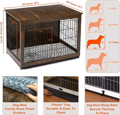 Casse per cani in legno a doppia porta in stile moderno 81*55*67cm per mobili per la casa