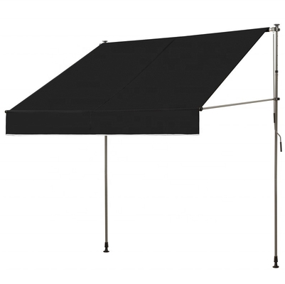 300x130cm Tessuto di poliestere per balcone esterno Tenuta per balcone con telaio in ferro in grigio/nero
