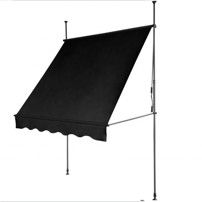 300x130cm Tessuto di poliestere per balcone esterno Tenuta per balcone con telaio in ferro in grigio/nero