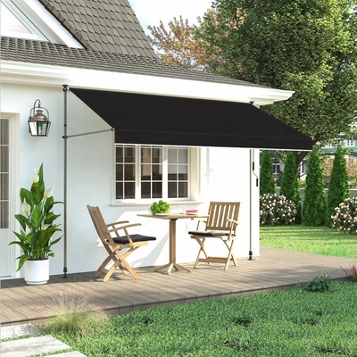 300x130cm Tessuto di poliestere per balcone esterno Tenuta per balcone con telaio in ferro in grigio/nero